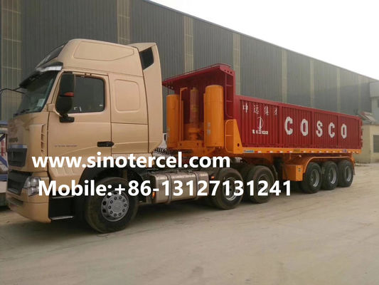 Yükleme ve boşaltma Kutusu Kargo Yarım Releri 53 Ft 3 Axles 40-60Tons Kırmızı