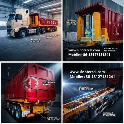 Yükleme ve boşaltma Kutusu Kargo Yarım Releri 53 Ft 3 Axles 40-60Tons Kırmızı