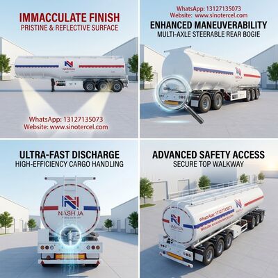 3Axles Beyaz Petrol Tankı 45CBM yükleme kapasitesi ile Yarım Rel